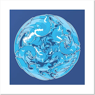 great wave water ball emblem Posters and Art